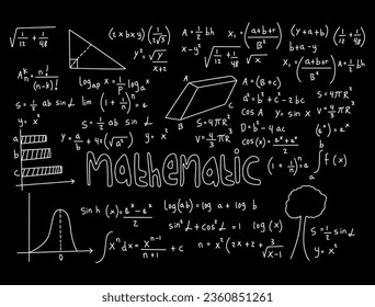 Realistic math chalkboard background illustration