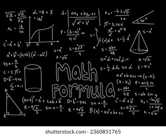 Realistic math chalkboard background illustration