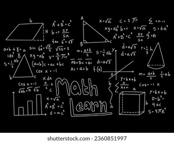 Realistic math chalkboard background illustration