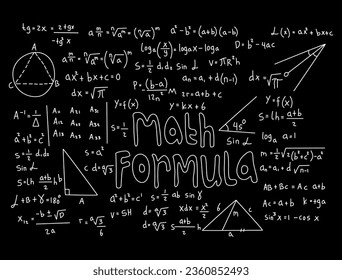Realistic math chalkboard background illustration