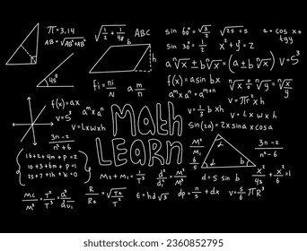 Realistic math chalkboard background illustration