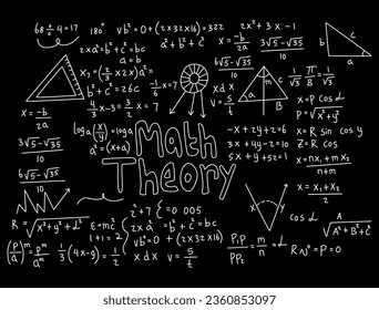 Realistic math chalkboard background illustration