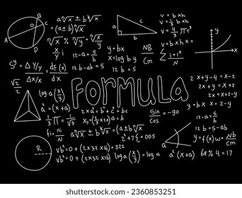 Realistic math chalkboard background illustration