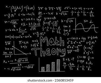Realistic math chalkboard background illustration