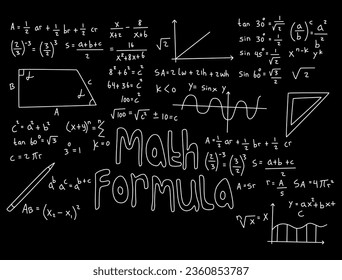 Realistic math chalkboard background illustration