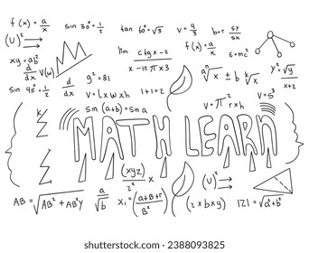 Realistic math chalkboard background illustration