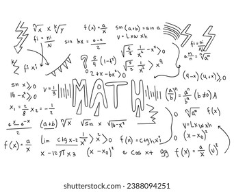 Realistic math chalkboard background illustration