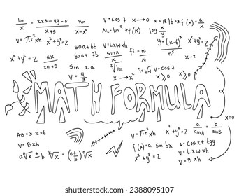 Realistic math chalkboard background illustration