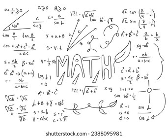 Realistic math chalkboard background illustration