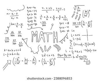 Realistic math chalkboard background illustration