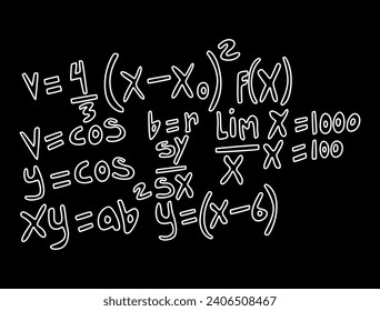 Realistic math chalkboard background illustration