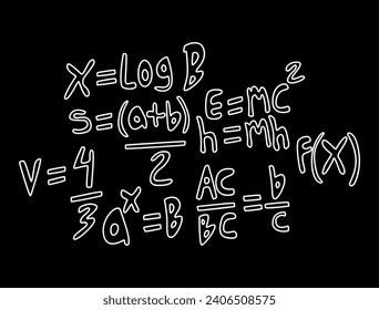 Realistic math chalkboard background illustration