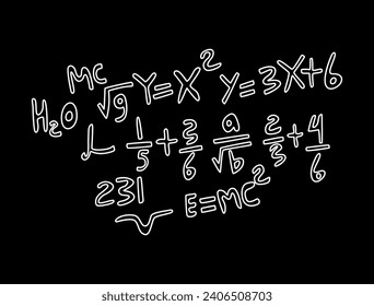 Realistic math chalkboard background illustration