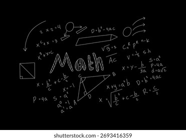 Ilustração do plano de fundo do quadro de negro de matemática realista