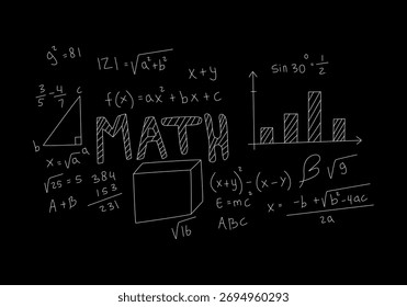 Ilustração do plano de fundo do quadro de negro de matemática realista