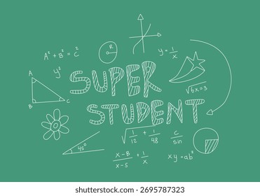 Realistic math chalkboard background illustration