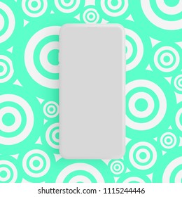 Realistic matte grey phone with colorful background, vector illustration