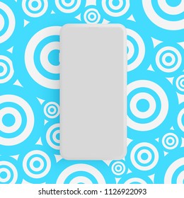 Realistic matte grey phone with colorful background, vector illustration