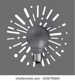 Realistic matte light bulb with abstract background, vector illustration