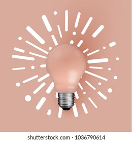 Realistic matte light bulb with abstract background, vector illustration