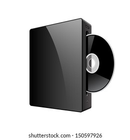 Realistic Media Player with DVD Or CD Disk. Vector illustration