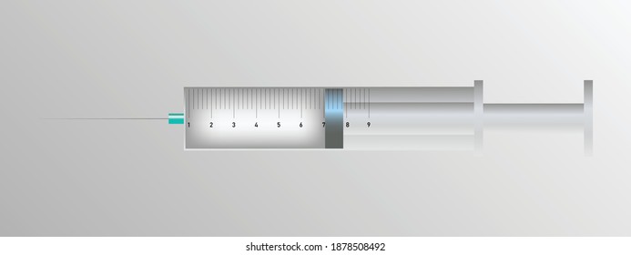 Realistic medical disposable syringe with needle. Applicable for vaccine injection, vaccination illustration. Vector illustration