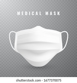 Realistic medical face mask. Details 3d medical mask. Vector illustration.