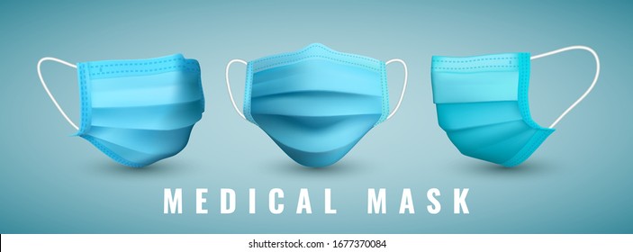 Realistic medical face mask. Details 3d medical mask. Vector illustration. - Shutterstock ID 1677370084