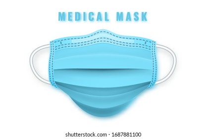 Realistic medical face mask. Details 3d medical mask. Vector illustration.