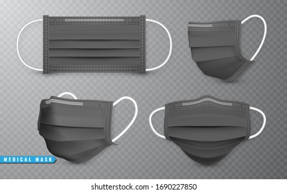 Realistic medical face mask. Details 3d medical mask. Vector illustration.