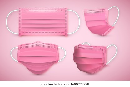 Realistic medical face mask. Details 3d medical mask. Vector illustration.