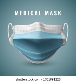 Realistic medical face mask. Details 3d medical mask. Vector illustration.