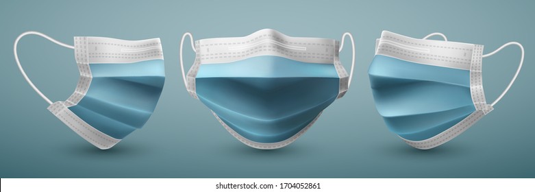 Realistic medical face mask. Details 3d medical mask. Vector illustration.