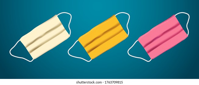 Realistic medical face mask. Details 3d medical mask. fabric mask Vector illustration.