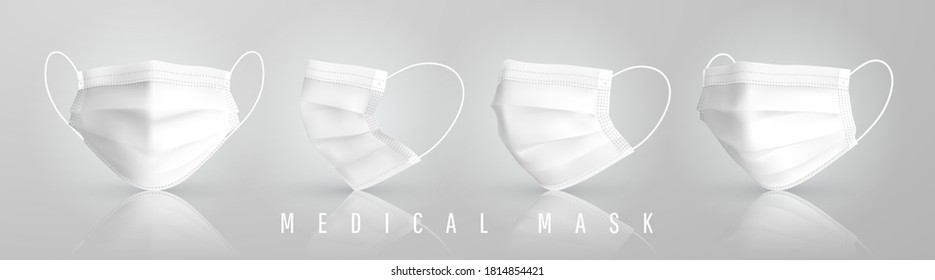 Realistic medical face mask. Details 3d medical mask. Vector illustration.