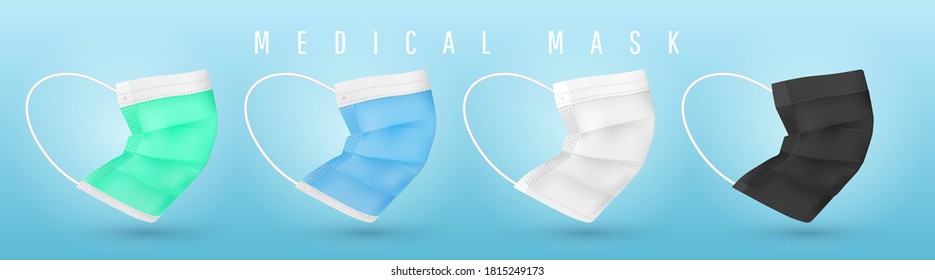 Realistic medical face mask. Details 3d medical mask. Vector illustration.