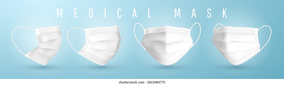 Realistic Medical Face Mask. Details 3d Medical Mask. Vector Illustration.