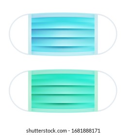 Realistic medical respiratory masks set. Face-guard, protective mask against viruses and polluted air. Health care. Vector illustration.
