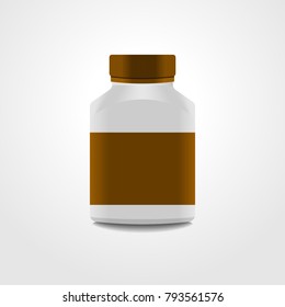 Realistic medicine bottle vector packaging, isolated on white background.