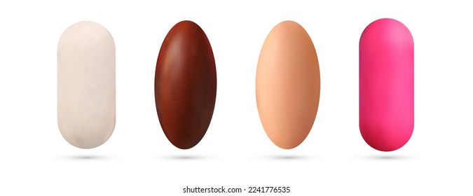 Realistic medicine table collection on white background