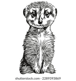 Realistic Meerkat vector, hand drawn animal illustration Meerkats
