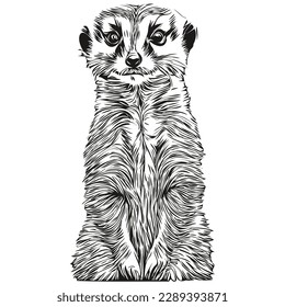Vector de Meerkat realista, ilustración animal a mano Meerkats
