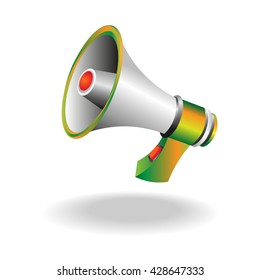 realistic megaphone image on white, loudspeaker icon
