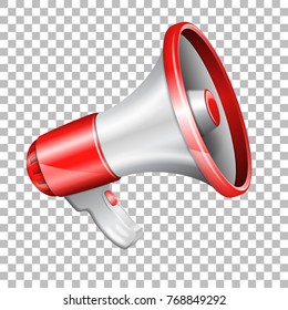 Realistic Megaphone on transparent background, easy change color. Isolated vector illustration