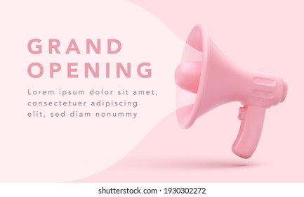 Realistic megaphone with pink bubble for social media marketing concept. Announce for marketing. Vector illustration - Shutterstock ID 1930302272
