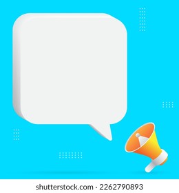 realistic megaphone and speech bubble for announcement banner design. vector illustration