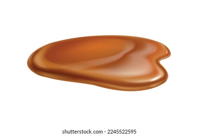 Realistic melted caramel puddle on white background vector illustration