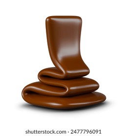 Realistic melted chocolate flows down. Fragrant cream, sauce, ganache