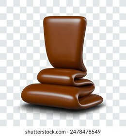 Realistic melted chocolate flows down. Stream of thick brown cream