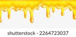 Realistic melted honey or oil flow isolated on transparent background. Vector illustration of yellow sweet sticky fluid substance splash dripping down surface. Natural food product. Seamless pattern